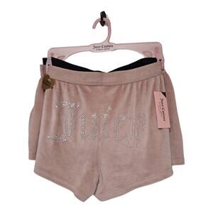 Juicy Couture Velour Rhinestone Taupe and Black 2 pack Pajama Shorts